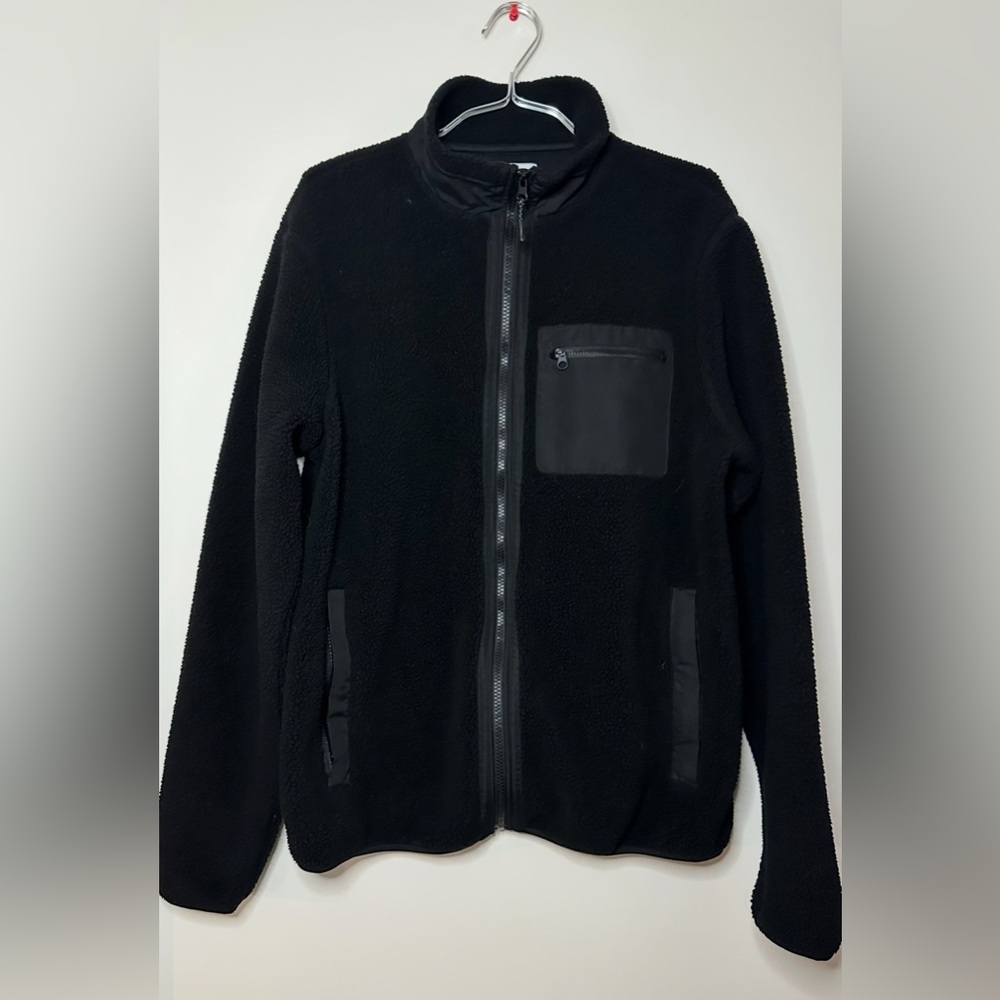 Old Navy Cozy Sherpa Mock Neck Furry Zip Jacket Black Size L - Picture 10 of 11